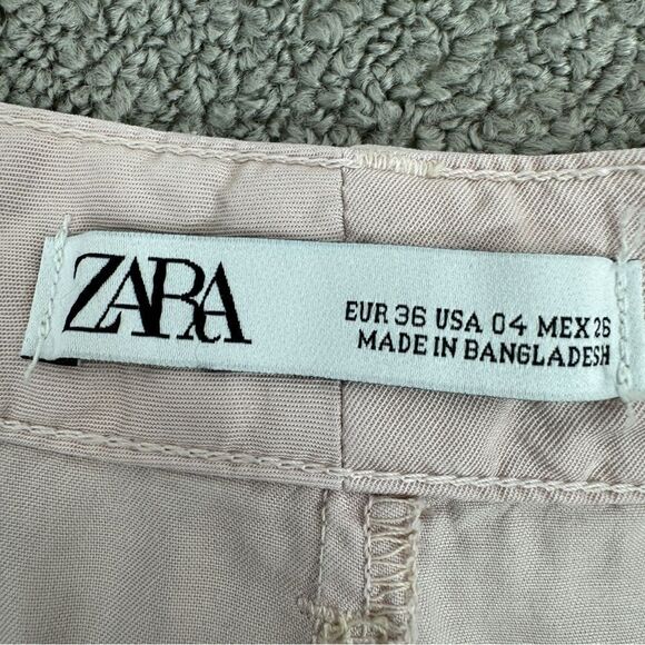 Zara Pleated Front Trouser Pants Blush Size 4 Relaxed Ankle - Picture 7 of 12